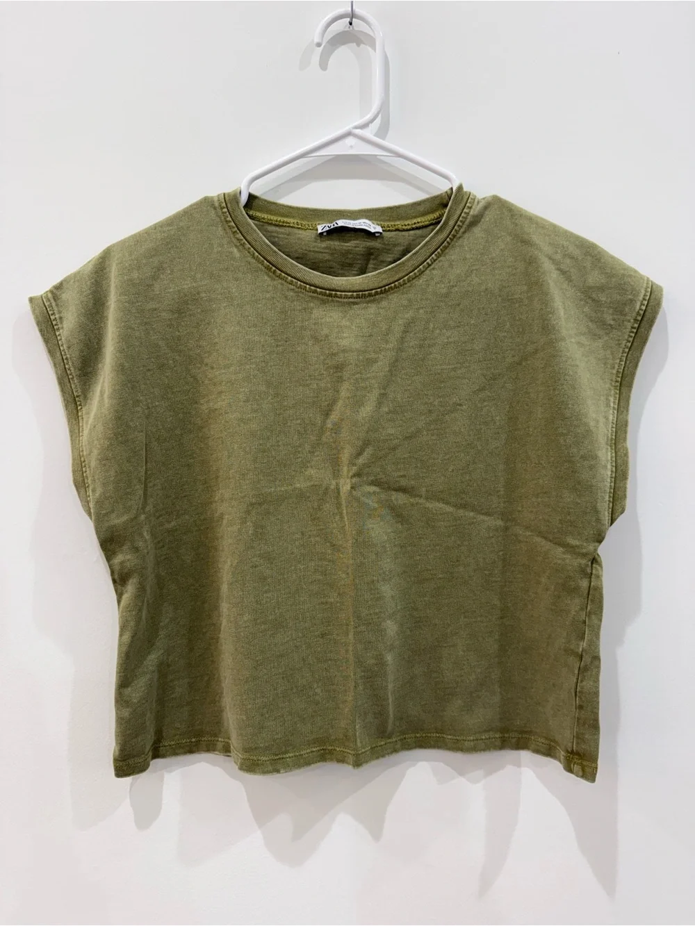 Zara Olive Green Boxy Sleeveless Tank